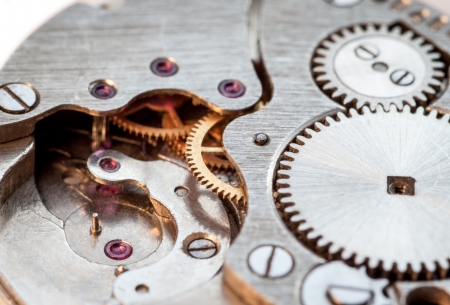 A broken clockwork, super macro shot with a very shallow depth of field. 