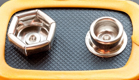 Nine-volt battery. Macro. 