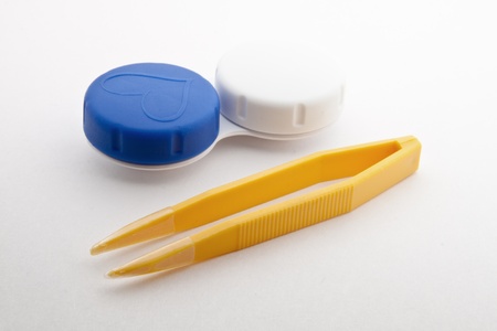 Contact lens case and tweezers. の写真素材
