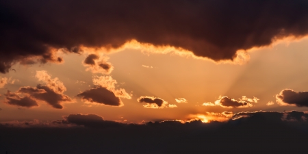 Beautiful sunset with clouds. の写真素材