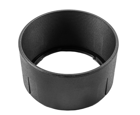 Black round lens hood isolated on white.の写真素材