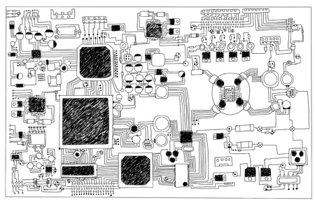Circuit board, hand-drawn の写真素材