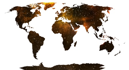World map, continents in stars background  の写真素材