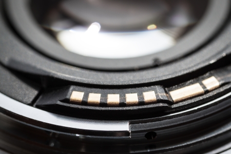   Camera lens contacts, Close-up.の写真素材