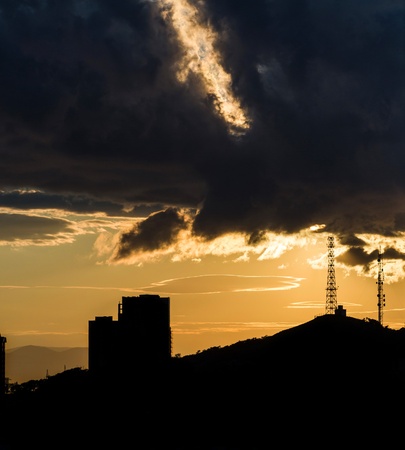  Sunset and silhouette of buildings の写真素材
