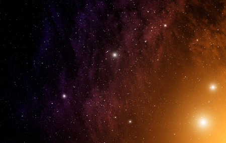 Space background with orange nebula and stars 