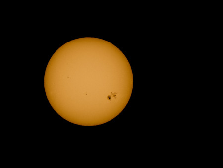 View of the Sun through amateur telescope-refractor.