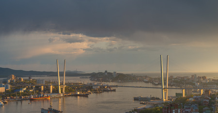 Vladivostok cityscape, sunset view.