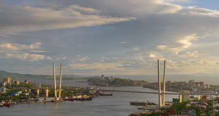 Vladivostok cityscape sunset view.の写真素材
