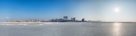 Vladivostok cityscape, day. Winter. View of the city from the Sea of Japan.の写真素材
