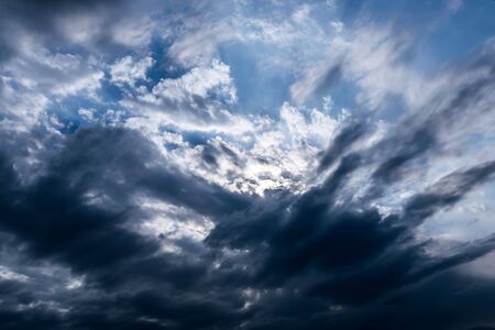 Dramatic sunset sky and clouds with a complex structure