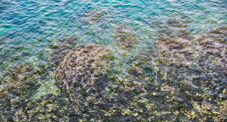 Blue sea surface with reflection. Natural background.の写真素材