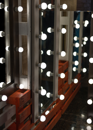 The mirrors with lamps in the dressing room.の写真素材