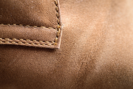Leather (Nubuck) shoes, focus on details. Macro shot with shallow depth of field.の写真素材