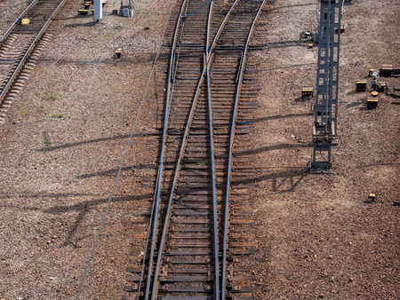 Merging railroad tracks.の写真素材