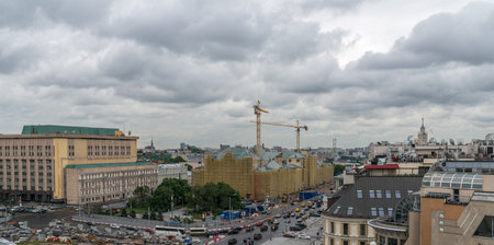 MOSCOW, RUSSIA - JUNE 13, 2017: View of Moscow from the roof of the Central Children's Store (Children's Worldのeditorial素材