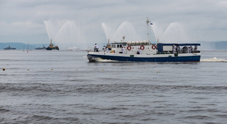 VLADIVOSTOK, RUSSIA - July 30, 2017: Marine Parade on the Navy day in Russia.のeditorial素材