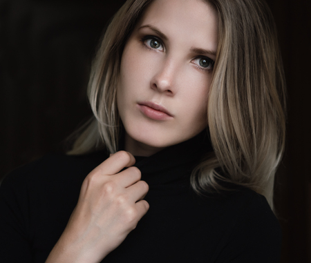 Portrait of beautiful young woman. Selective soft focus.の写真素材