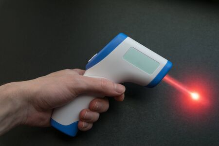 Laser rangefinder with laser beam.の写真素材