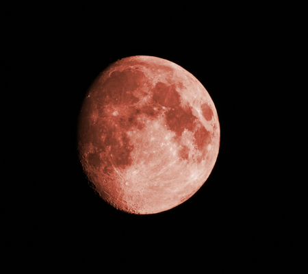 Red moon in the black sky.の写真素材