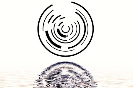 Abstract figure reflecting in water surface.の写真素材