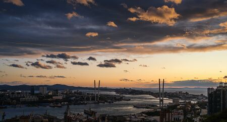 Vladivostok cityscape, sunset view.の写真素材