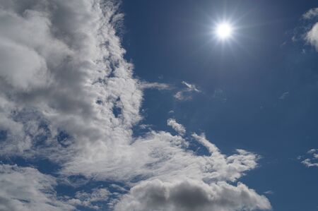 Blue sky with clouds. Nature background.の写真素材