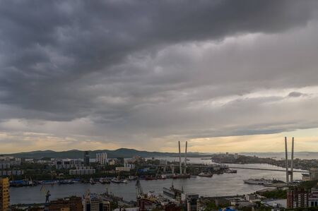 Vladivostok cityscape, view at sunset.の写真素材