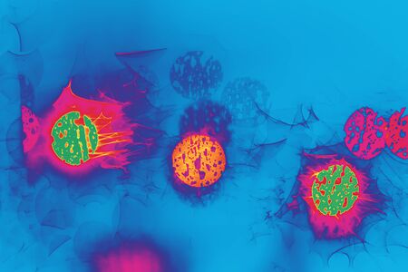 Abstract colored background - virus or bacteria under the microscope.の写真素材