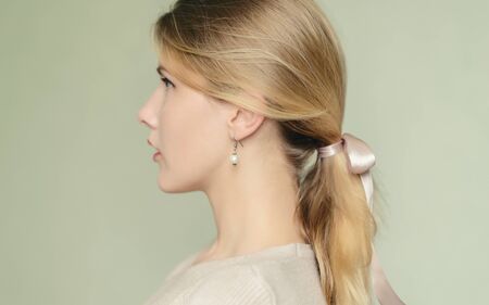 Portrait of beautiful young woman. Selective soft focus.の写真素材