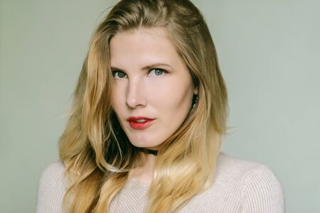 Portrait of beautiful young woman. Selective soft focus.の写真素材