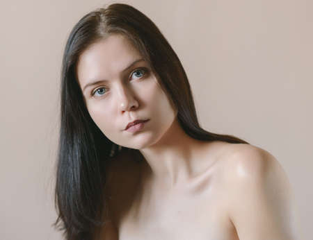 Portrait of beautiful young woman. Selective soft focus.の写真素材