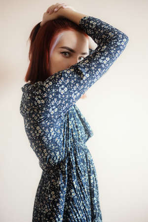 Portrait of a beautiful young woman. Selective focus.の写真素材