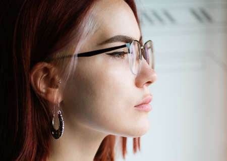 Portrait of a beautiful young woman. Selective focus.の写真素材