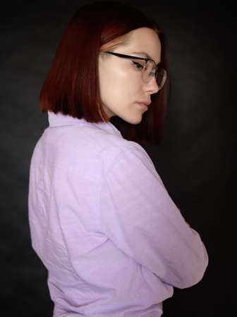 Portrait of a beautiful young woman. Selective focus.の写真素材