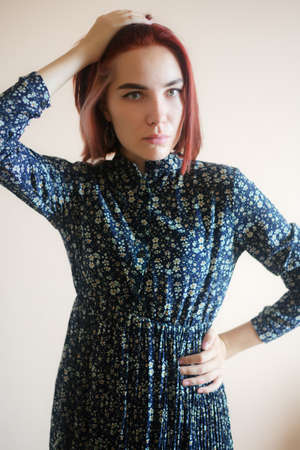 Portrait of a beautiful young woman. Selective focus.の写真素材