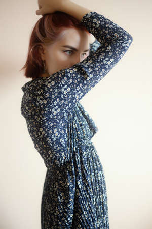 Portrait of a beautiful young woman. Selective focus.の写真素材