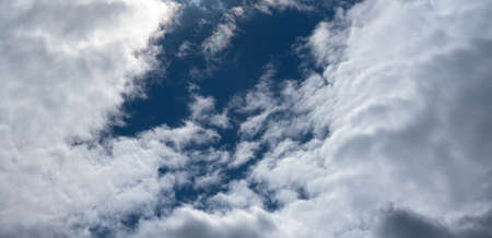 Beautiful blue sky with clouds. Natural background.の写真素材