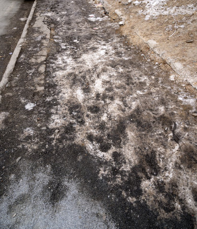 Ice and snow on the road.の写真素材