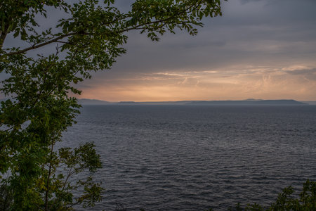 Beautiful sunset with clouds and sea.の写真素材