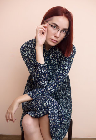 Portrait of a beautiful young woman. Selective focus.の写真素材