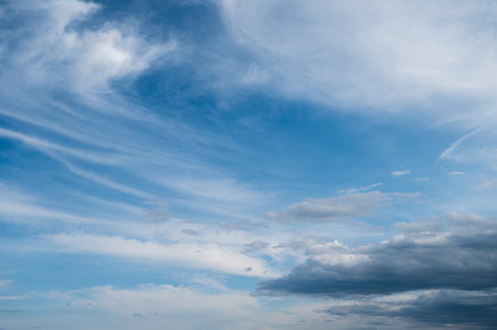 Beautiful white clouds against the blue sky.の写真素材
