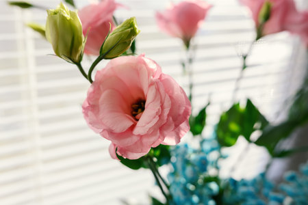 Beautiful bouquet of pink flowers in a vase.の写真素材