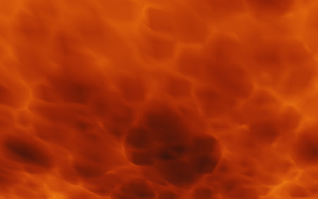 Sunset sky with orange clouds. 3D rendering.の写真素材