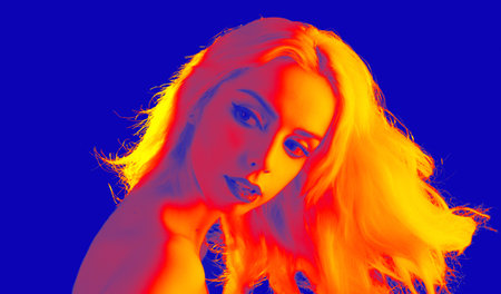 Portrait of a young woman - duo tone effect.
