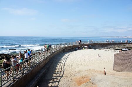 La Jolla Cove beach in San Diego, California with blue sky のeditorial素材