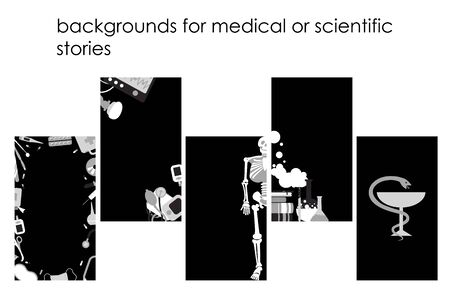 A set of backgrounds for stories where you can share information on a medical topic. Vector.のイラスト素材