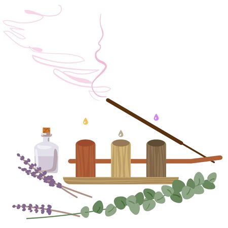 Aromatherapy and devices and means for aromatherapy. Vector illustrationのイラスト素材