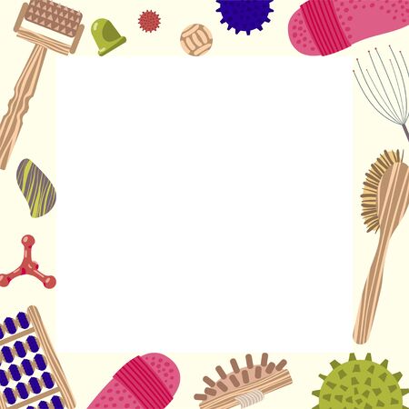 Frame with attributes for massage and self-massage. Vector.のイラスト素材