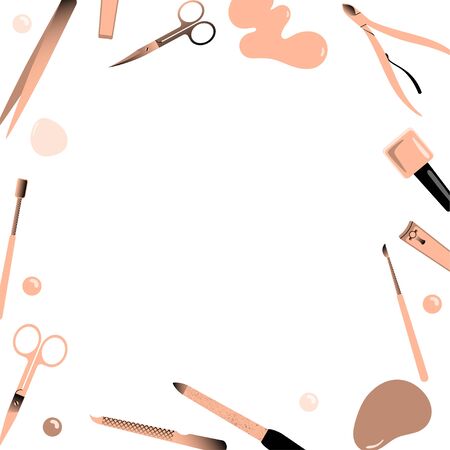 Frame with accessories for manicure. Vector.のイラスト素材